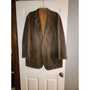 Alan‎ Flusser Brown Faux Leather Blazer
